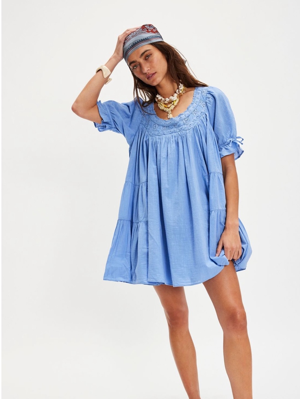 free people sandy shores babydoll dress in cornflower